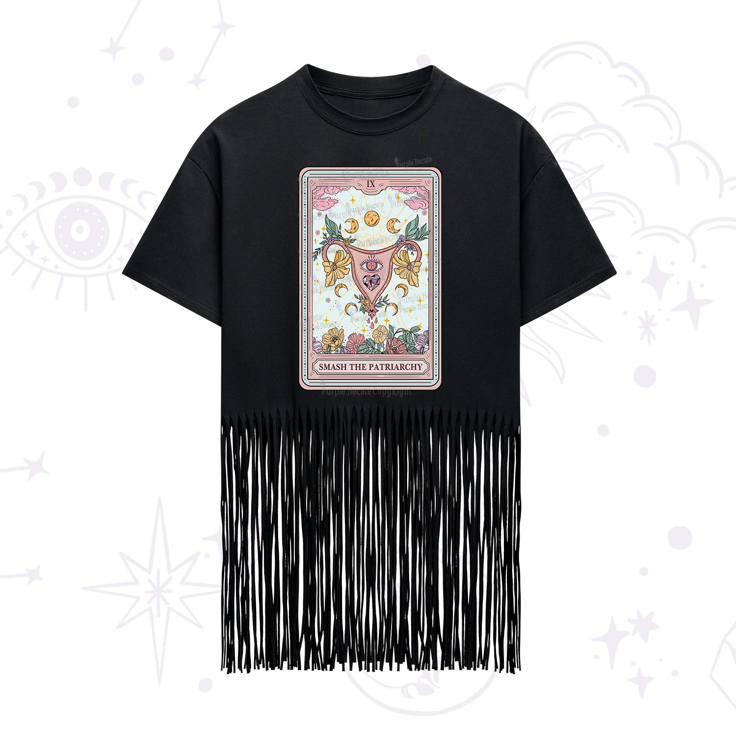 Purplehecate The Smash the Patriarchy Tarot Fringe Hem T-Shirt