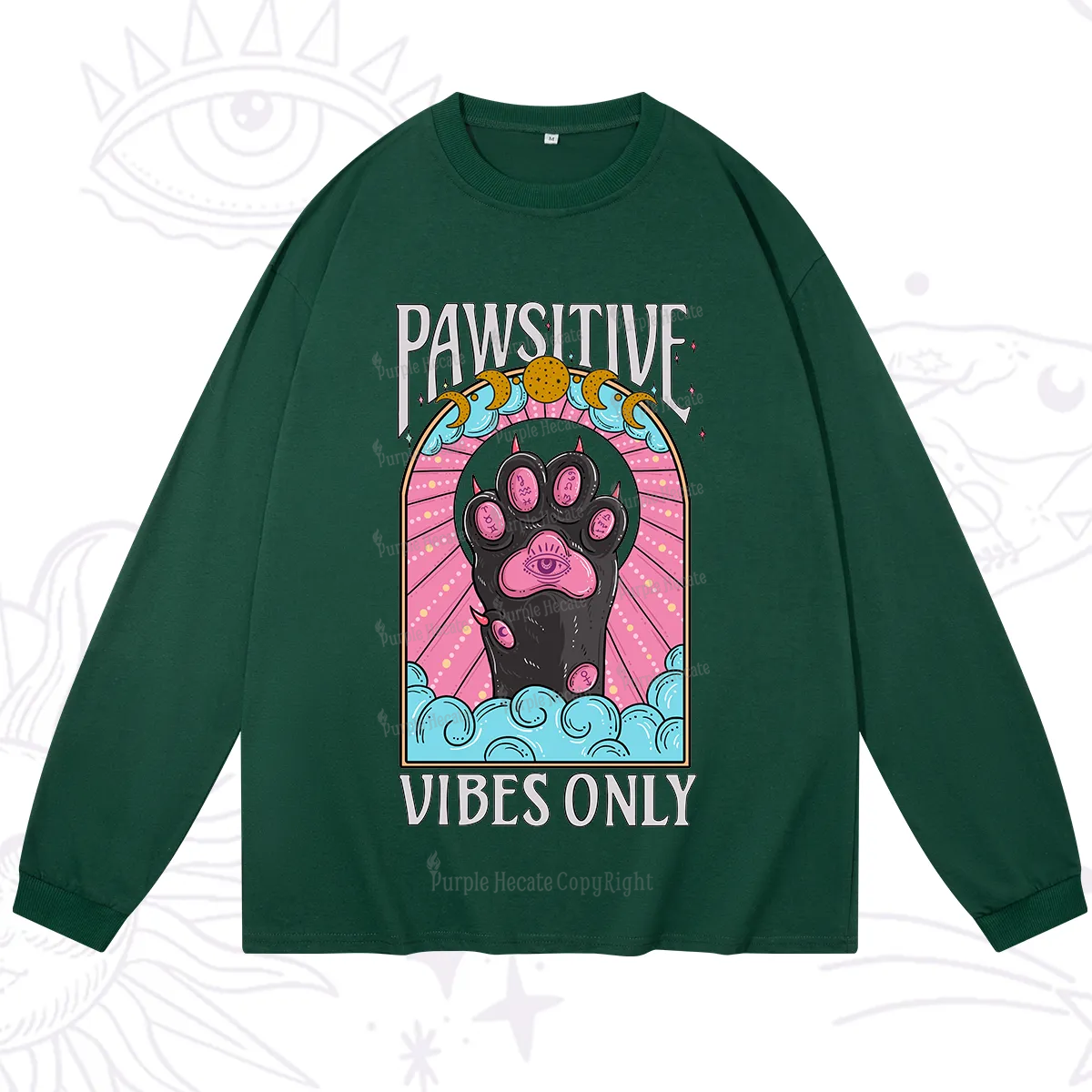 Purplehecate Pawsitive Vibes Only Long Sleeve T-Shirt