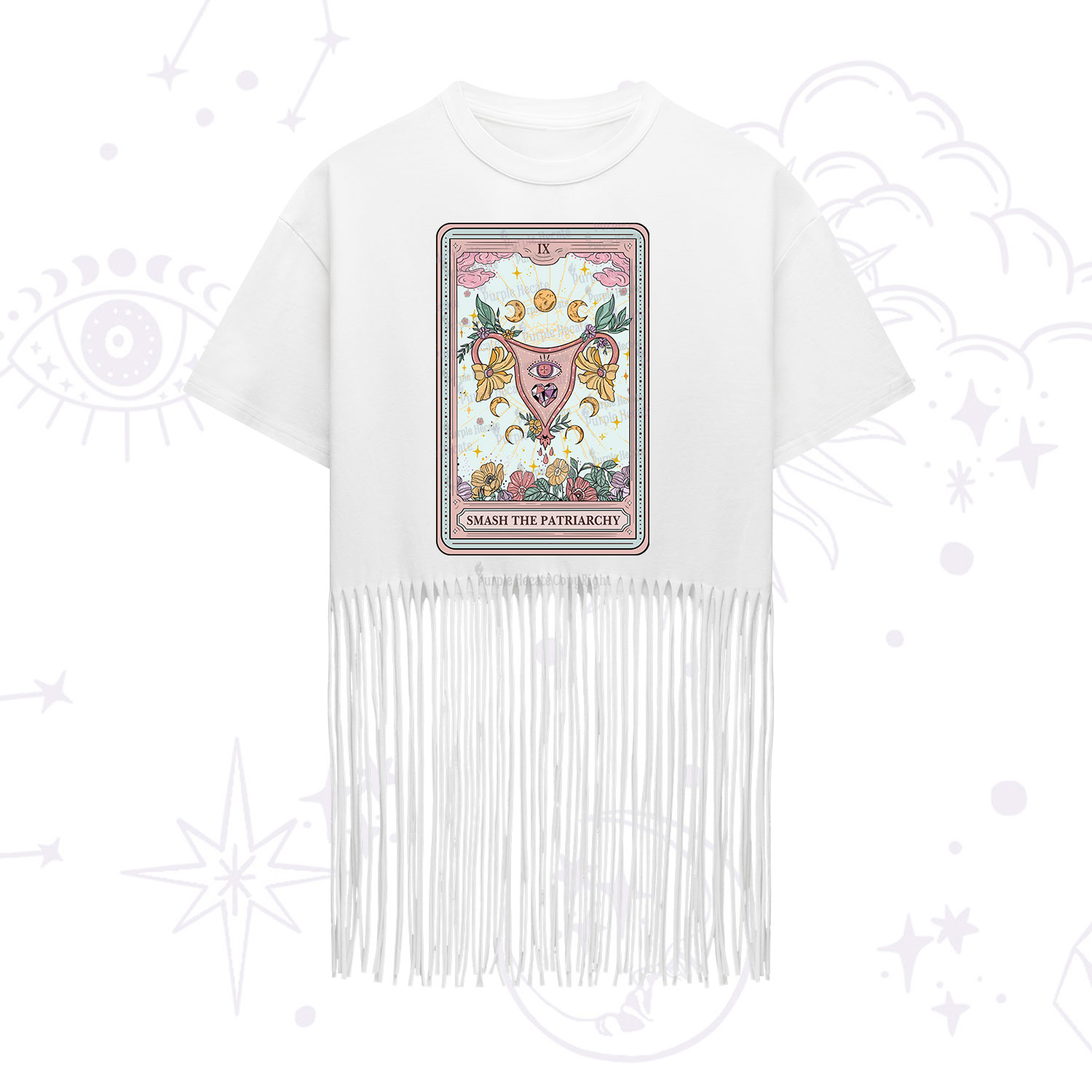 Purplehecate The Smash the Patriarchy Tarot Fringe Hem T-Shirt