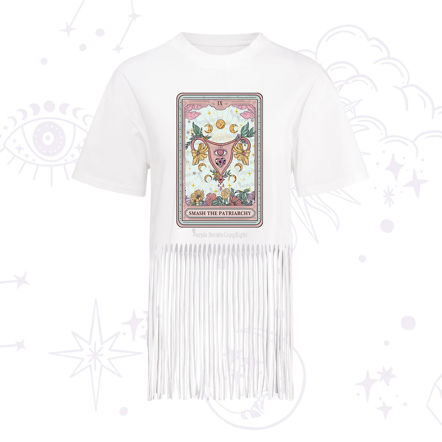 Purplehecate The Smash the Patriarchy Tarot Fringe Hem T-Shirt