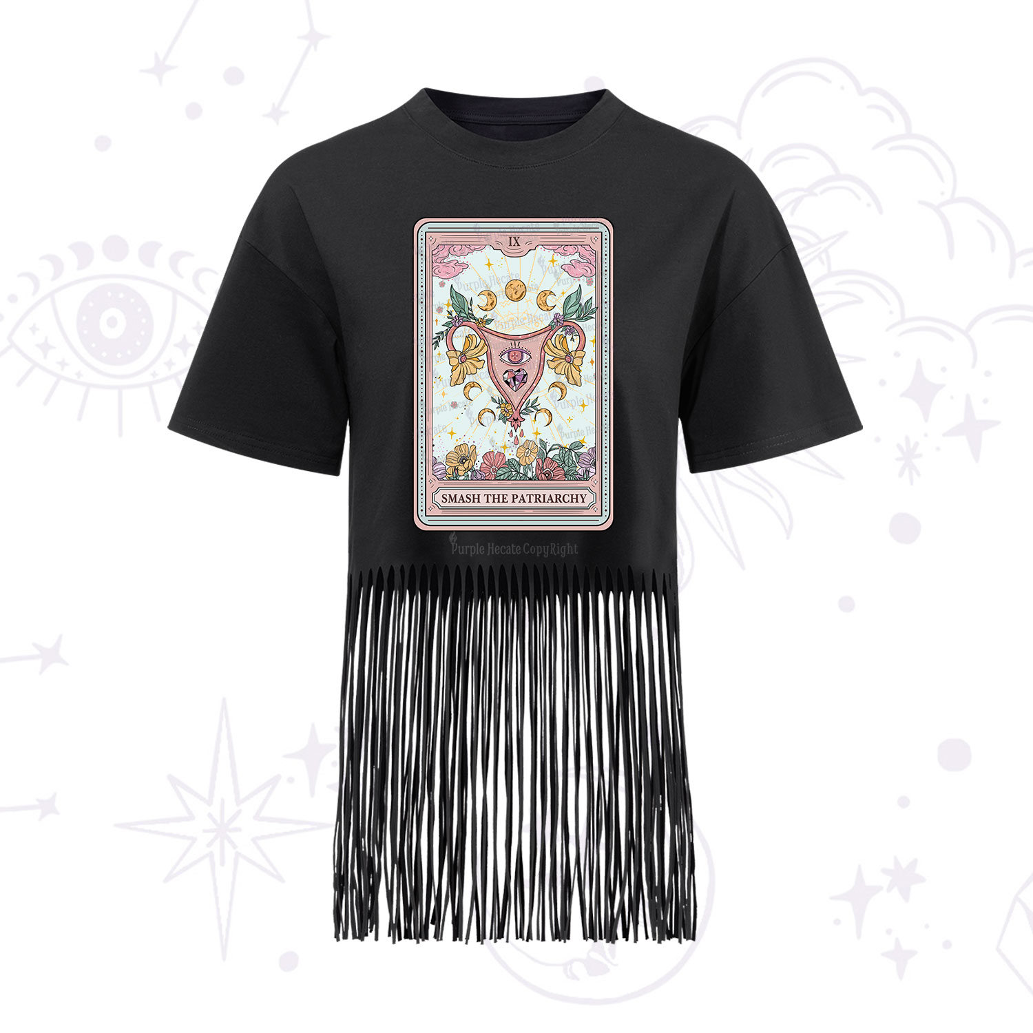 Purplehecate The Smash the Patriarchy Tarot Fringe Hem T-Shirt