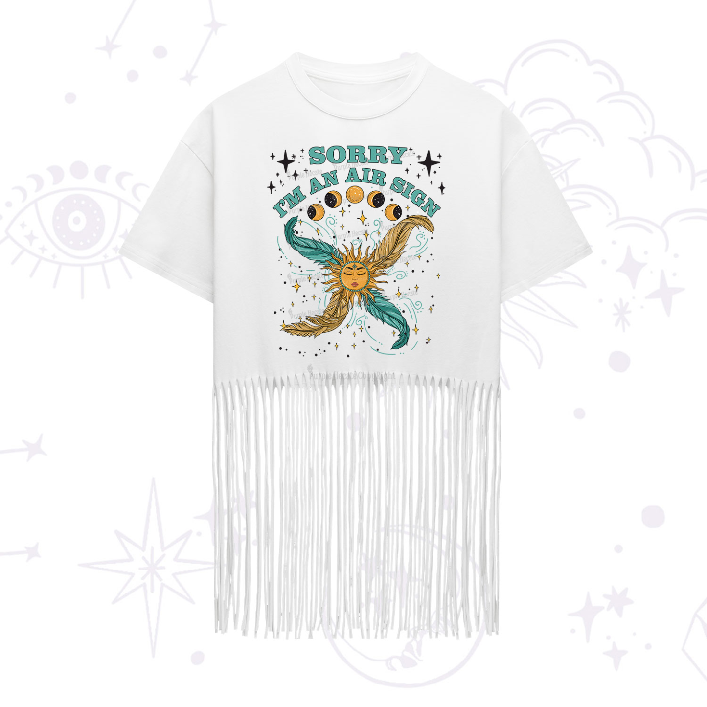 Purplehecate Sorry I'm An Air Sign Fringe Hem T-Shirt