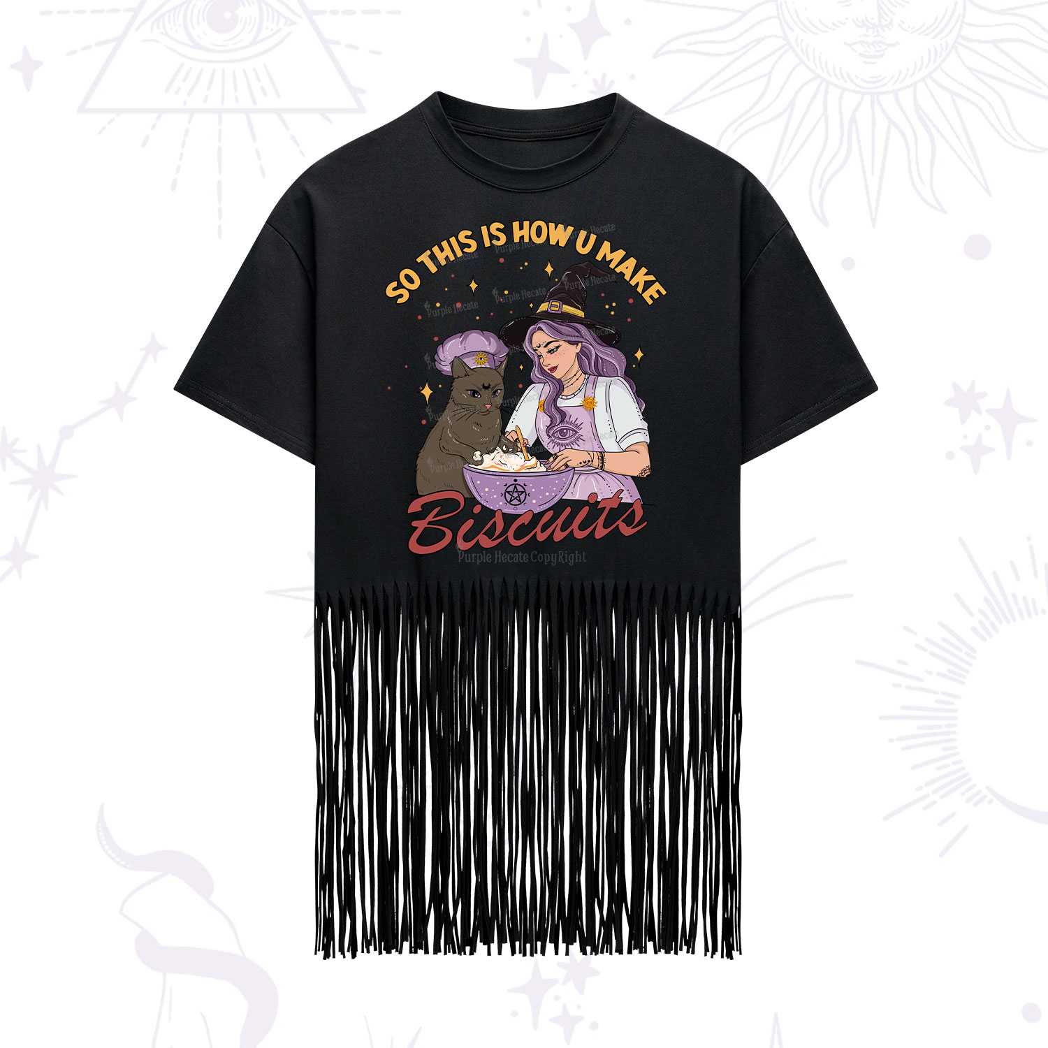 Purplehecate So This Is How You Make Biscuits Fringe Hem T-Shirt