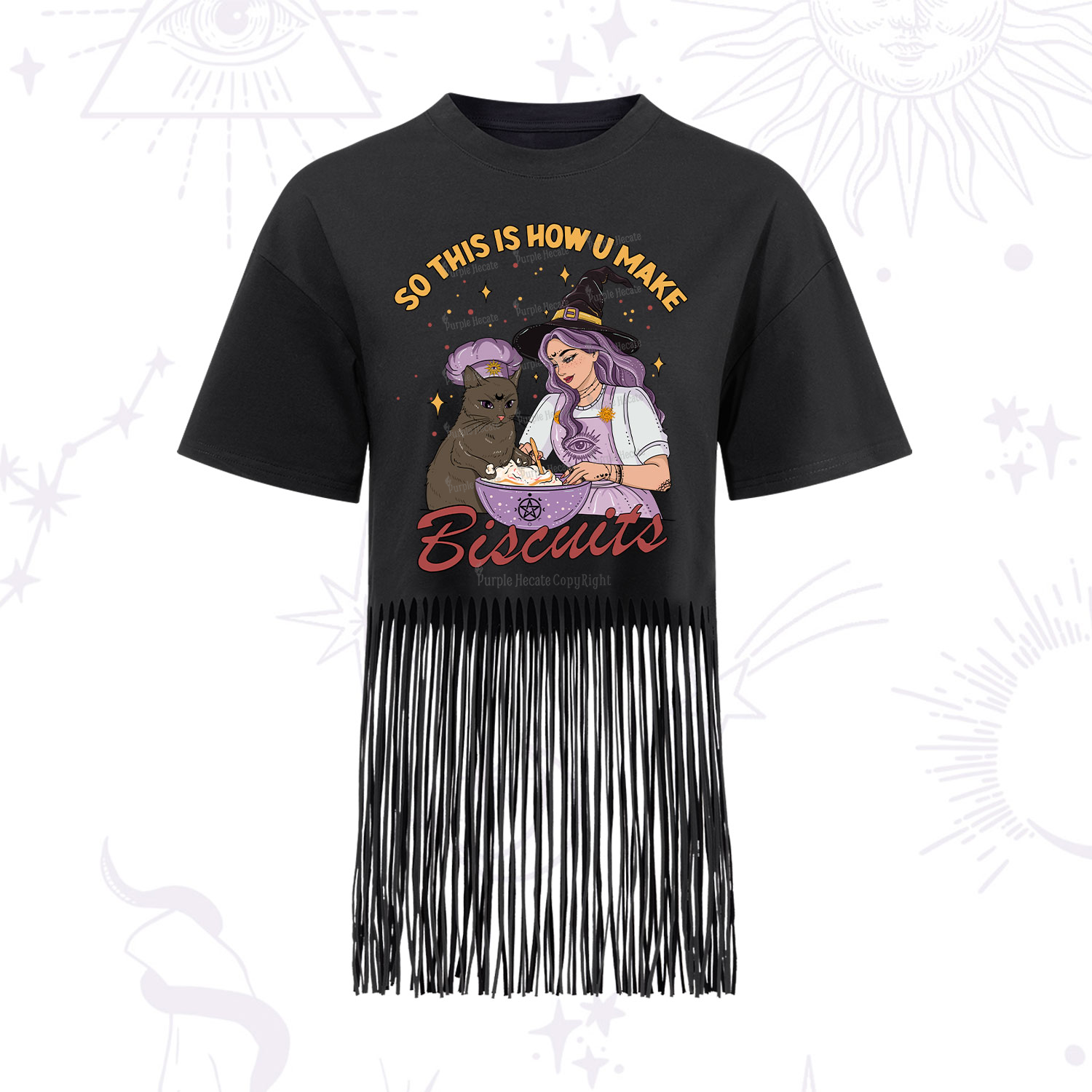 Purplehecate So This Is How You Make Biscuits Fringe Hem T-Shirt