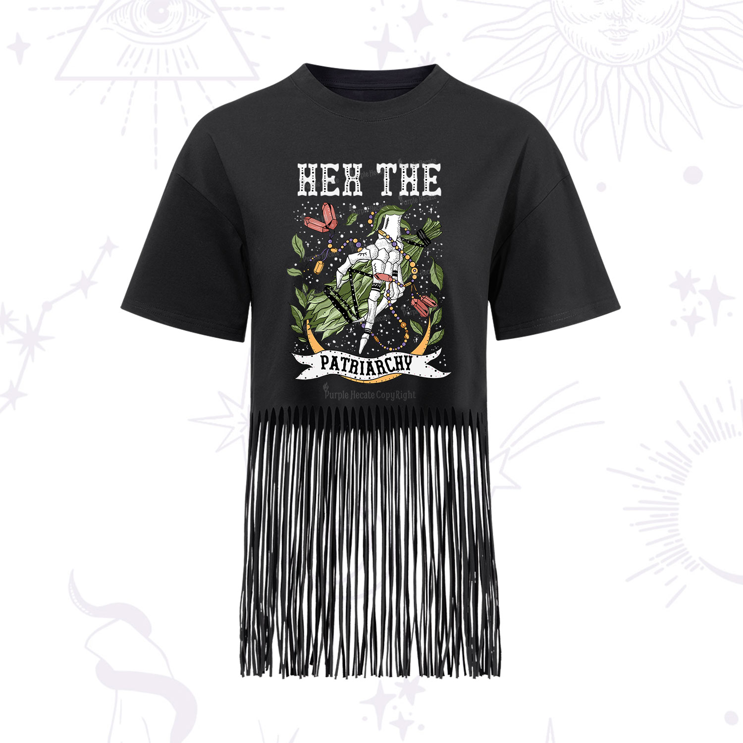 Purplehecate Heh The Patriarchy Fringe Hem T-Shirt