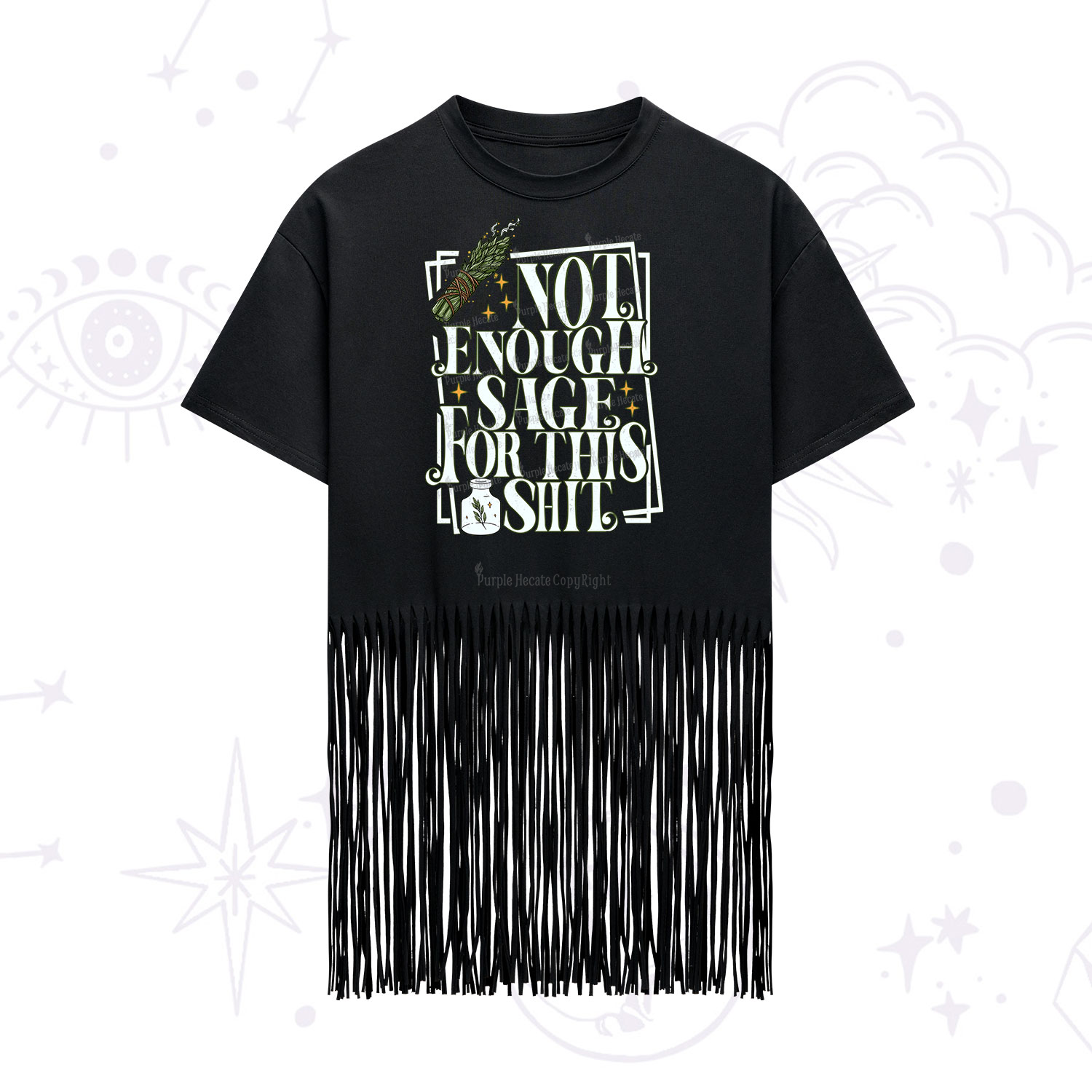 Purplehecate  Smudge for This Shit Fringe Hem T-Shirt