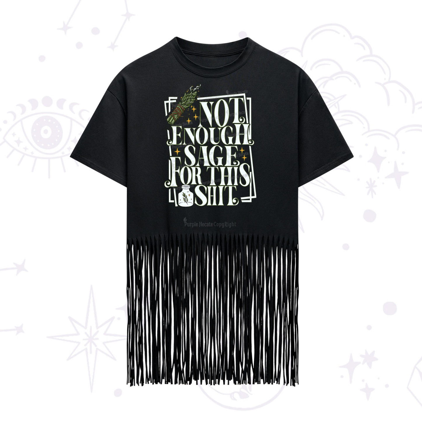 Purplehecate  Smudge for This Shit Fringe Hem T-Shirt