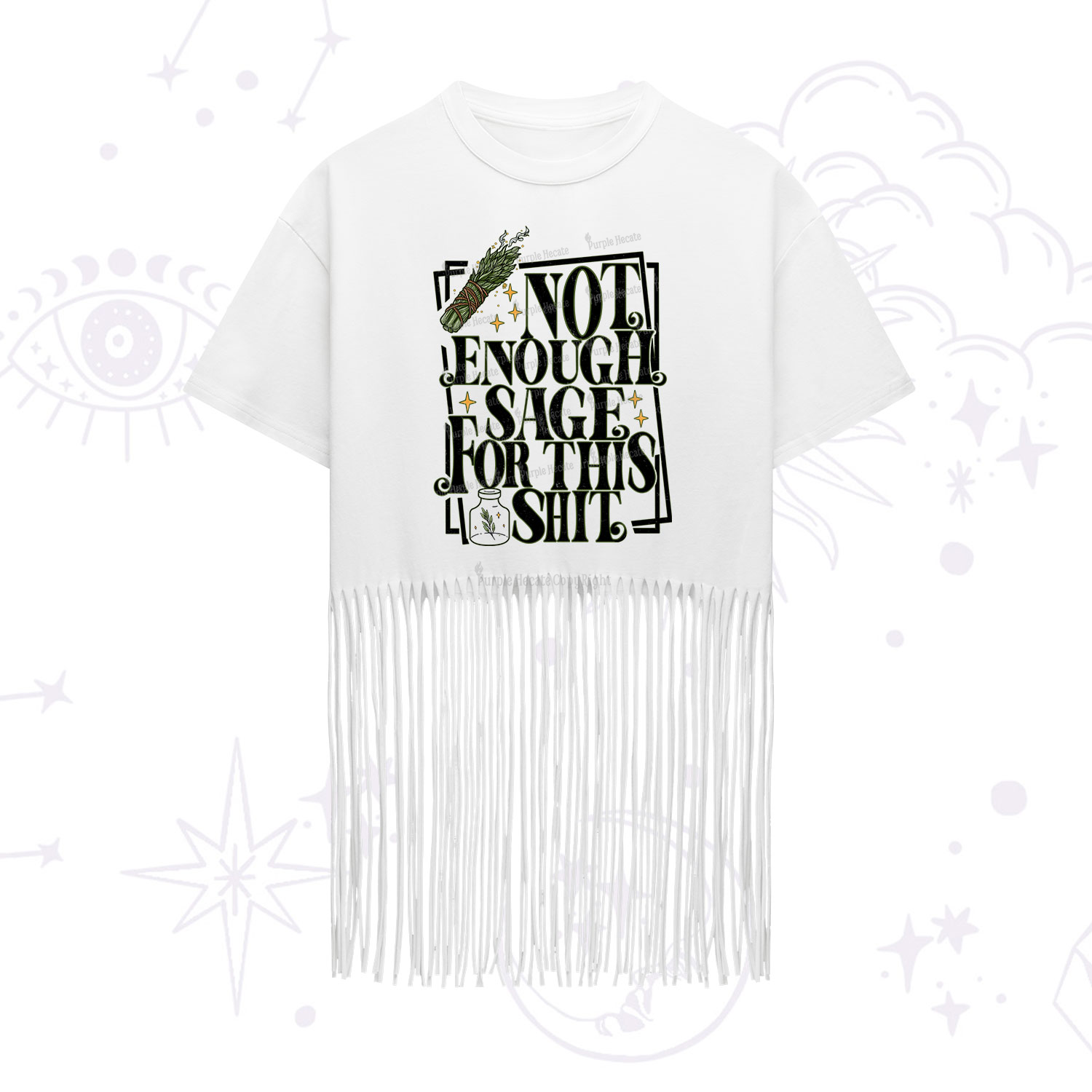 Purplehecate  Smudge for This Shit Fringe Hem T-Shirt