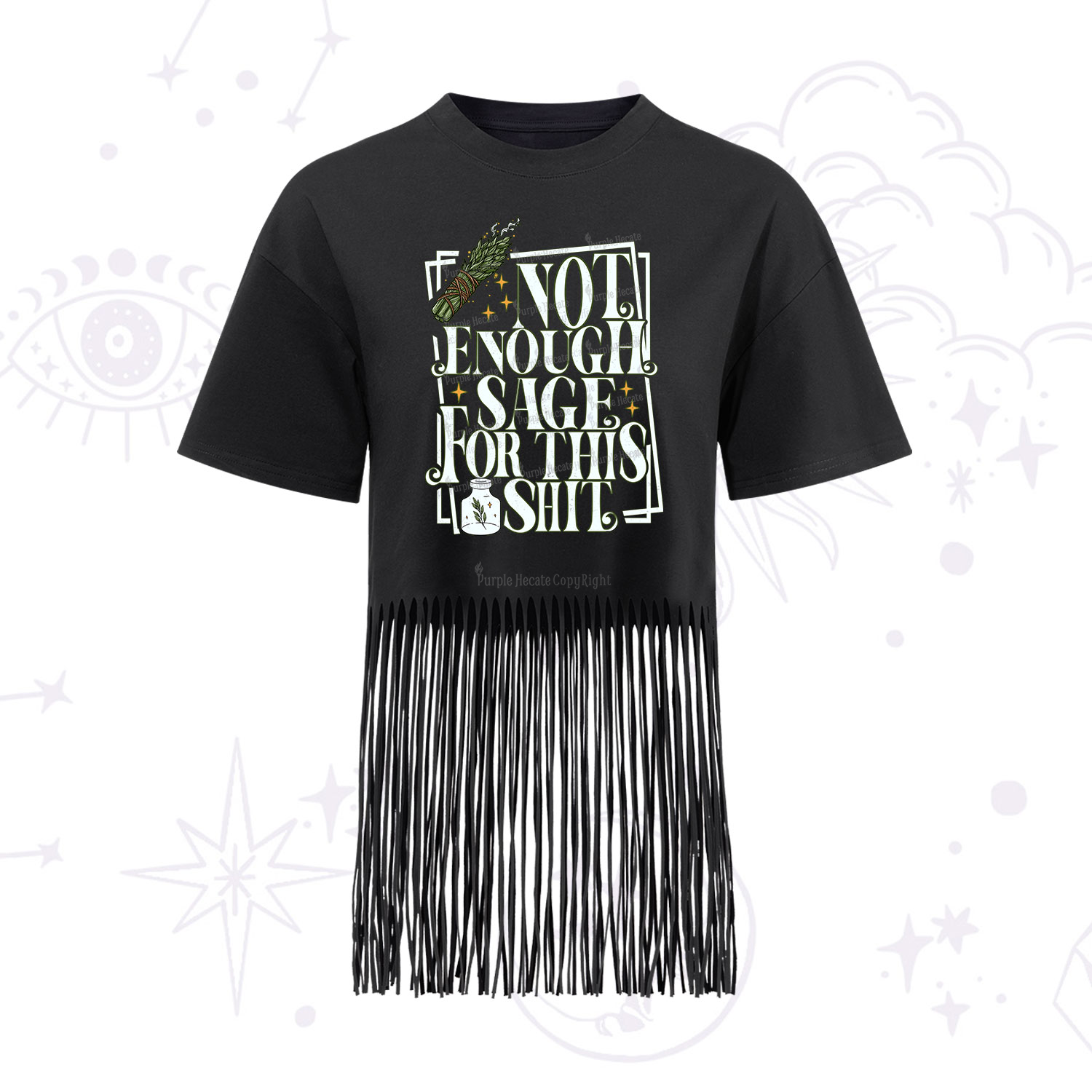 Purplehecate  Smudge for This Shit Fringe Hem T-Shirt