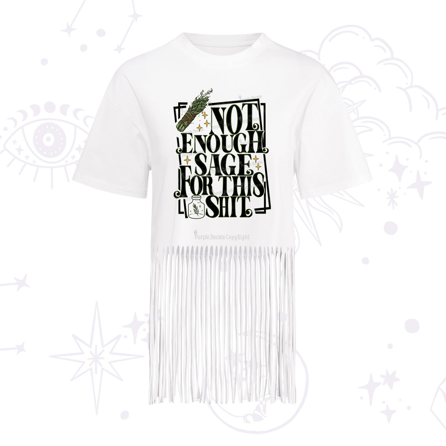 Purplehecate  Smudge for This Shit Fringe Hem T-Shirt