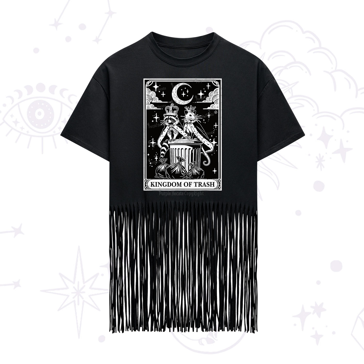Purplehecate The Kingdom Of Trash Tarot Fringe Hem T-Shirt