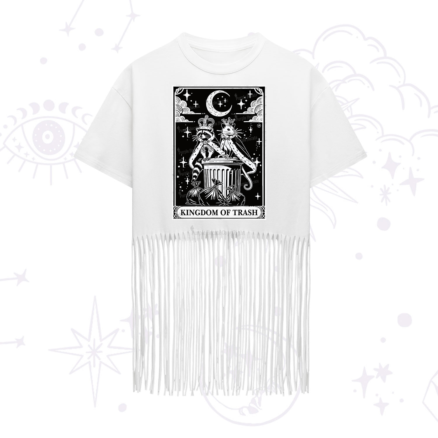 Purplehecate The Kingdom Of Trash Tarot Fringe Hem T-Shirt