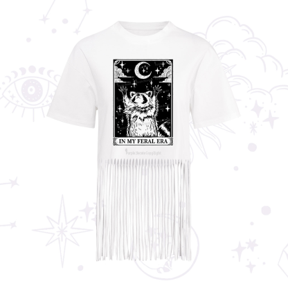 Purplehecate The In My Feral Era Oracle Card Fringe Hem T-Shirt