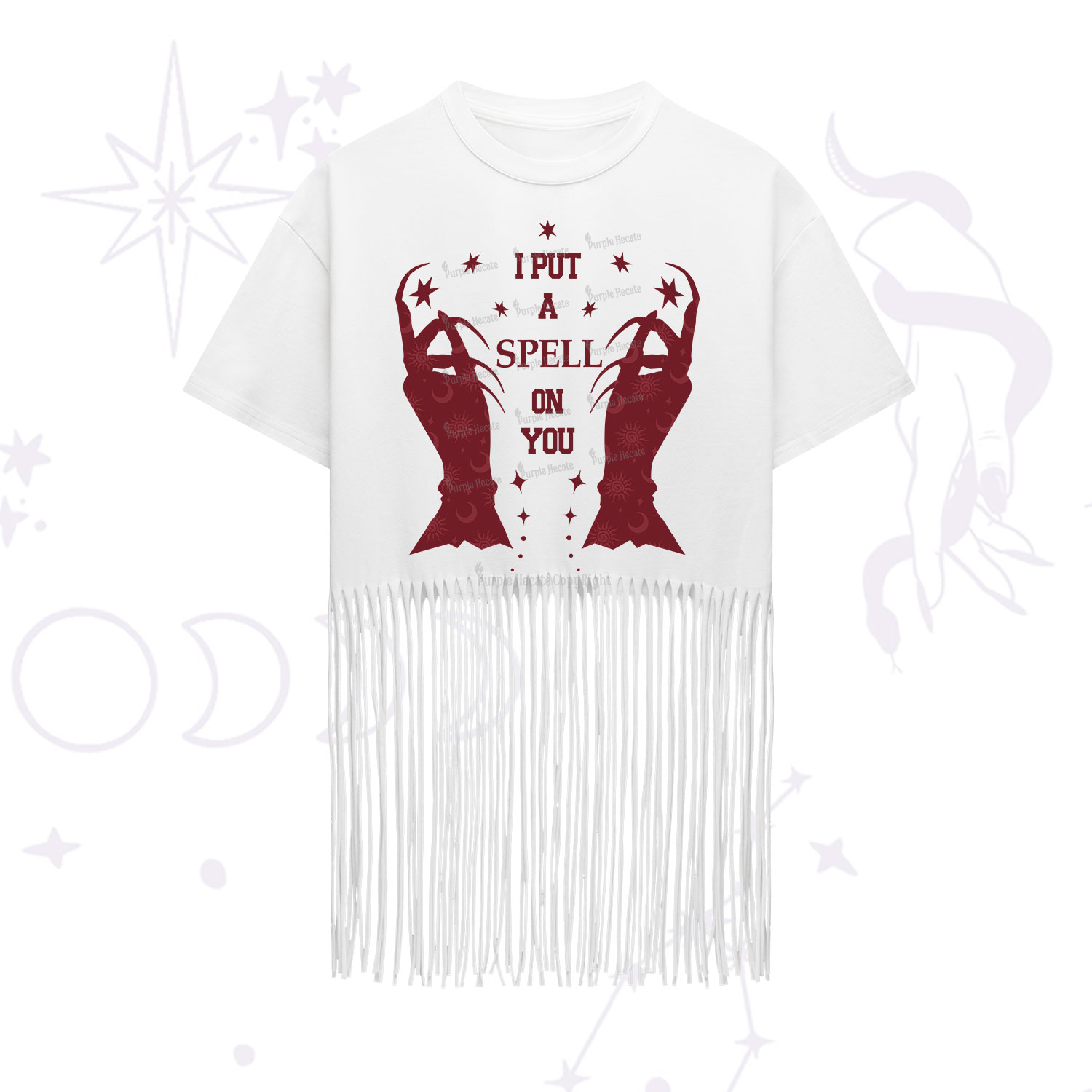 Purplehecate I Put A Spell On You Fringe Hem T-Shirt
