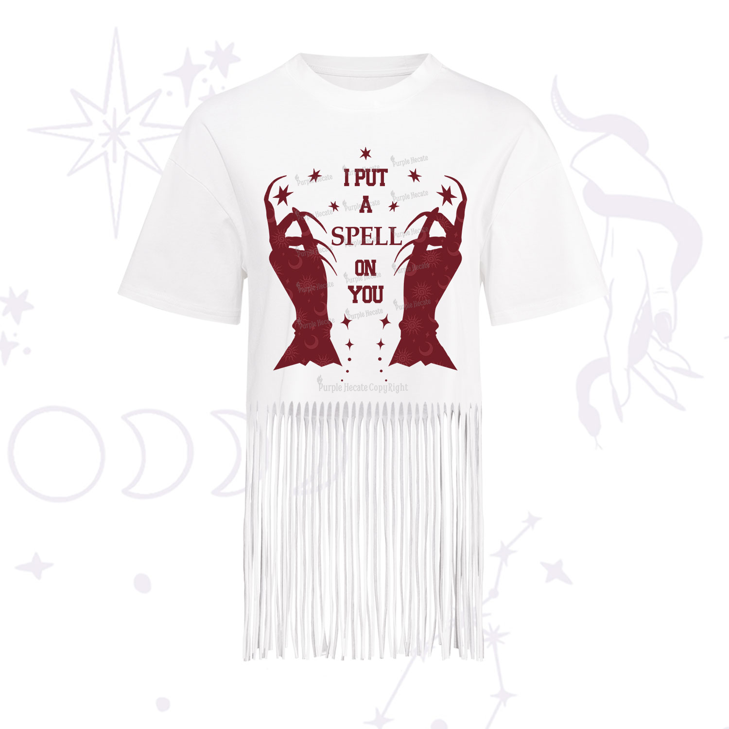 Purplehecate I Put A Spell On You Fringe Hem T-Shirt