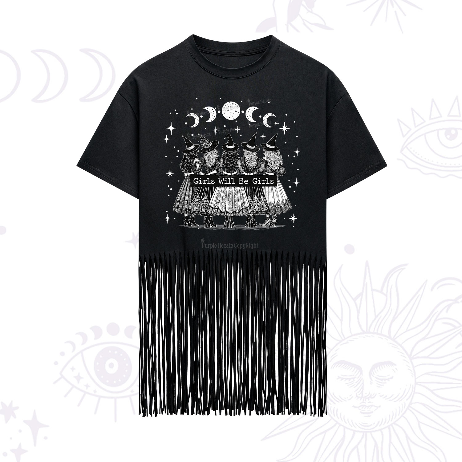 Purplehecate Girls Will Be Girls Witch Power Fringe Hem T-Shirt