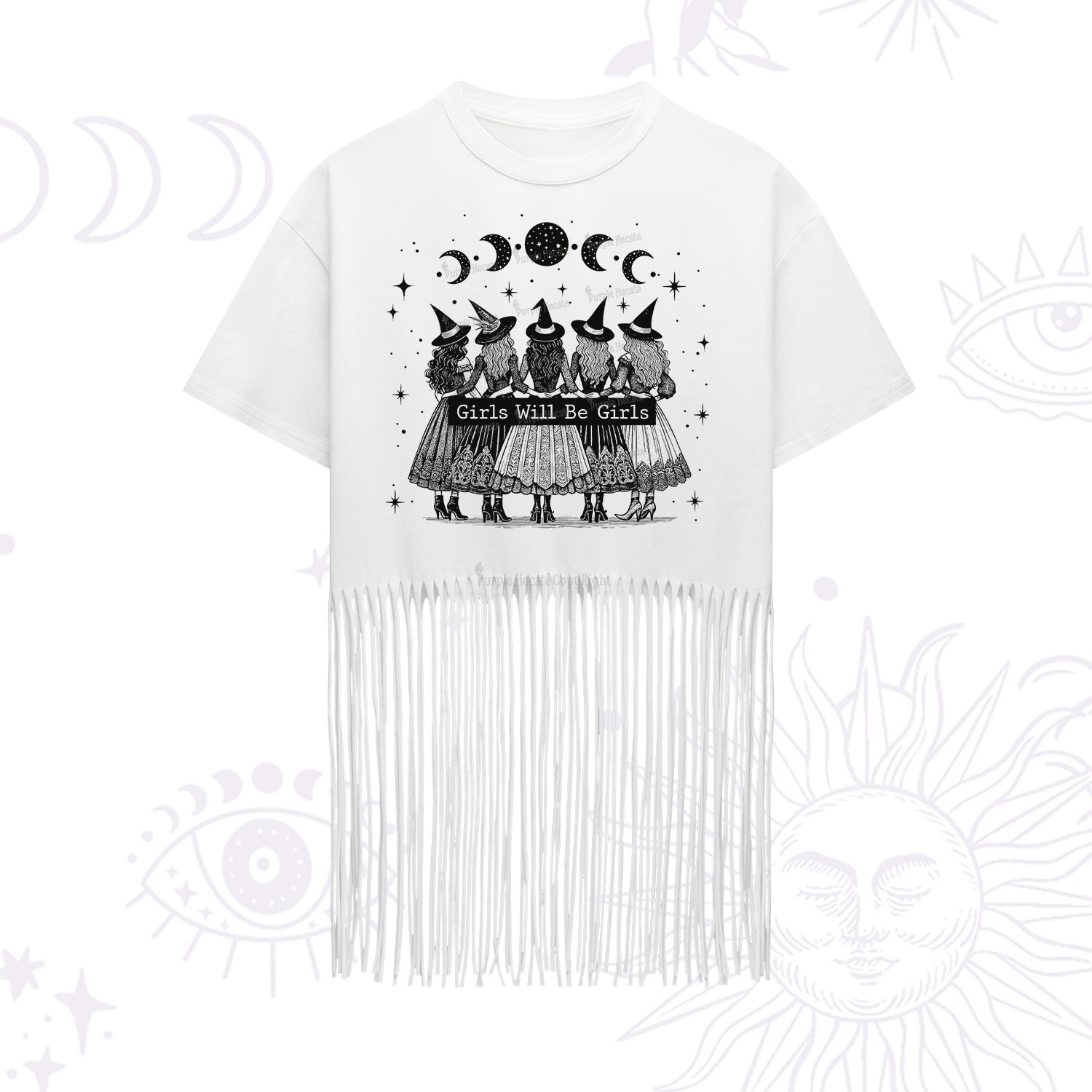 Purplehecate Girls Will Be Girls Witch Power Fringe Hem T-Shirt