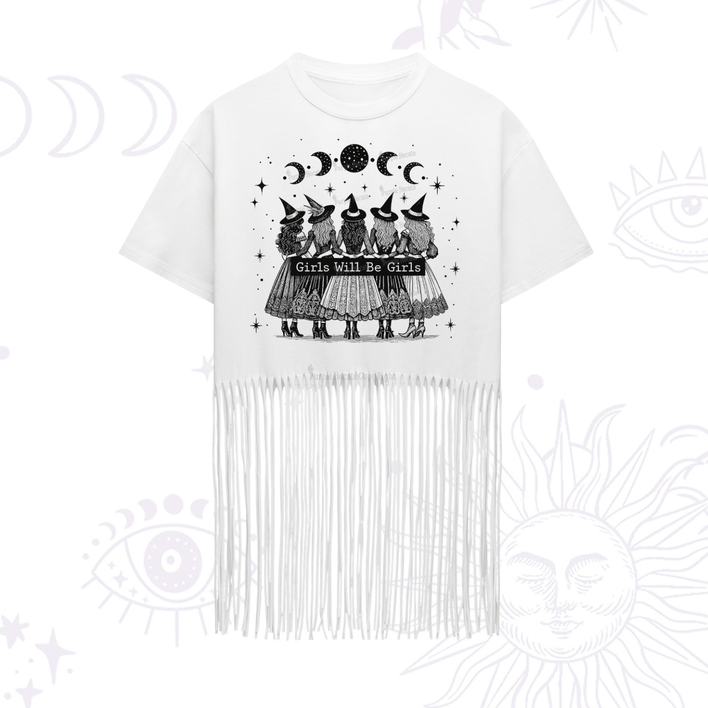 Purplehecate Girls Will Be Girls Witch Power Fringe Hem T-Shirt