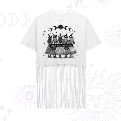 Purplehecate Girls Will Be Girls Witch Power Fringe Hem T-Shirt