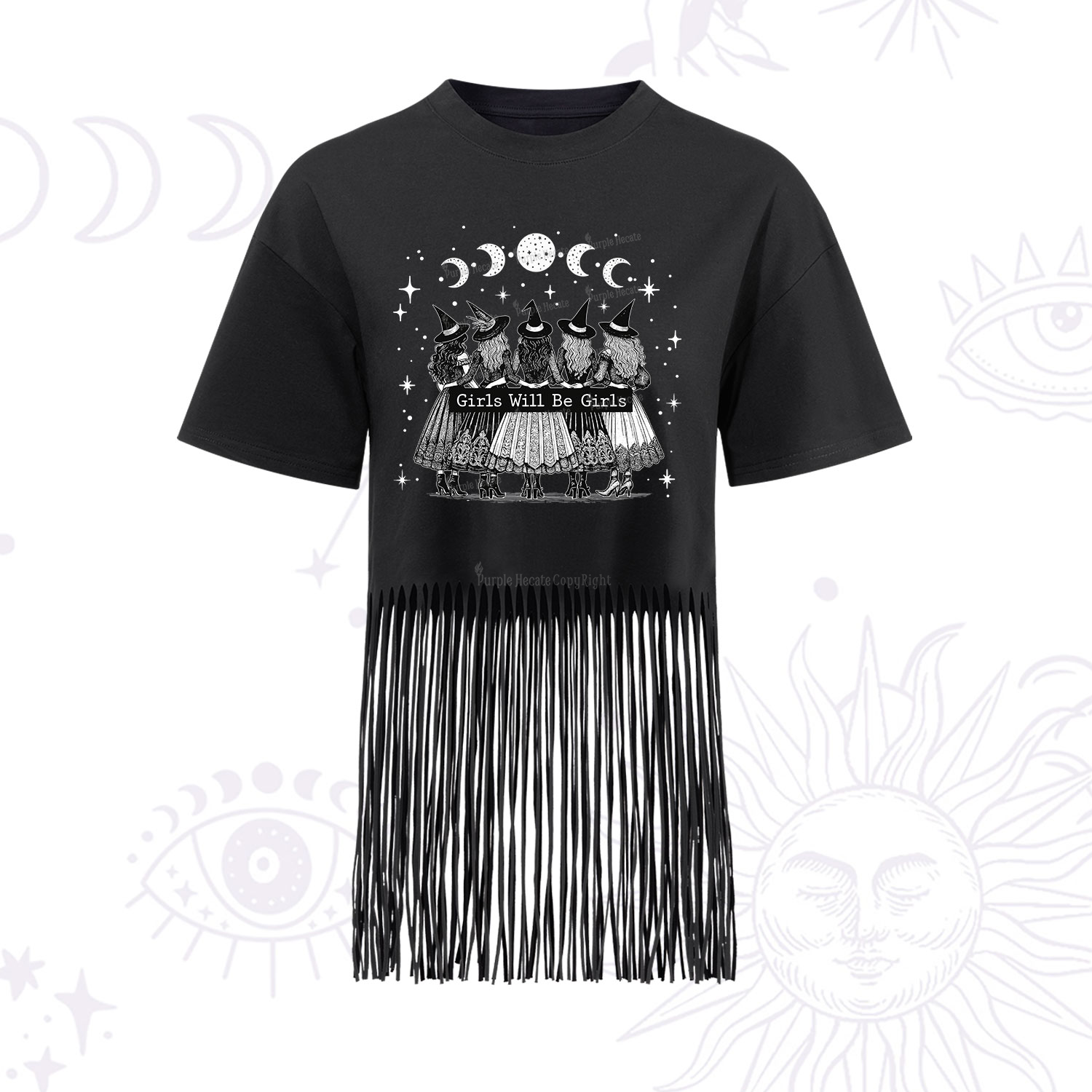 Purplehecate Girls Will Be Girls Witch Power Fringe Hem T-Shirt