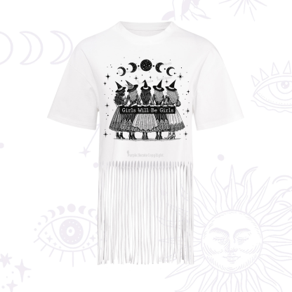 Purplehecate Girls Will Be Girls Witch Power Fringe Hem T-Shirt