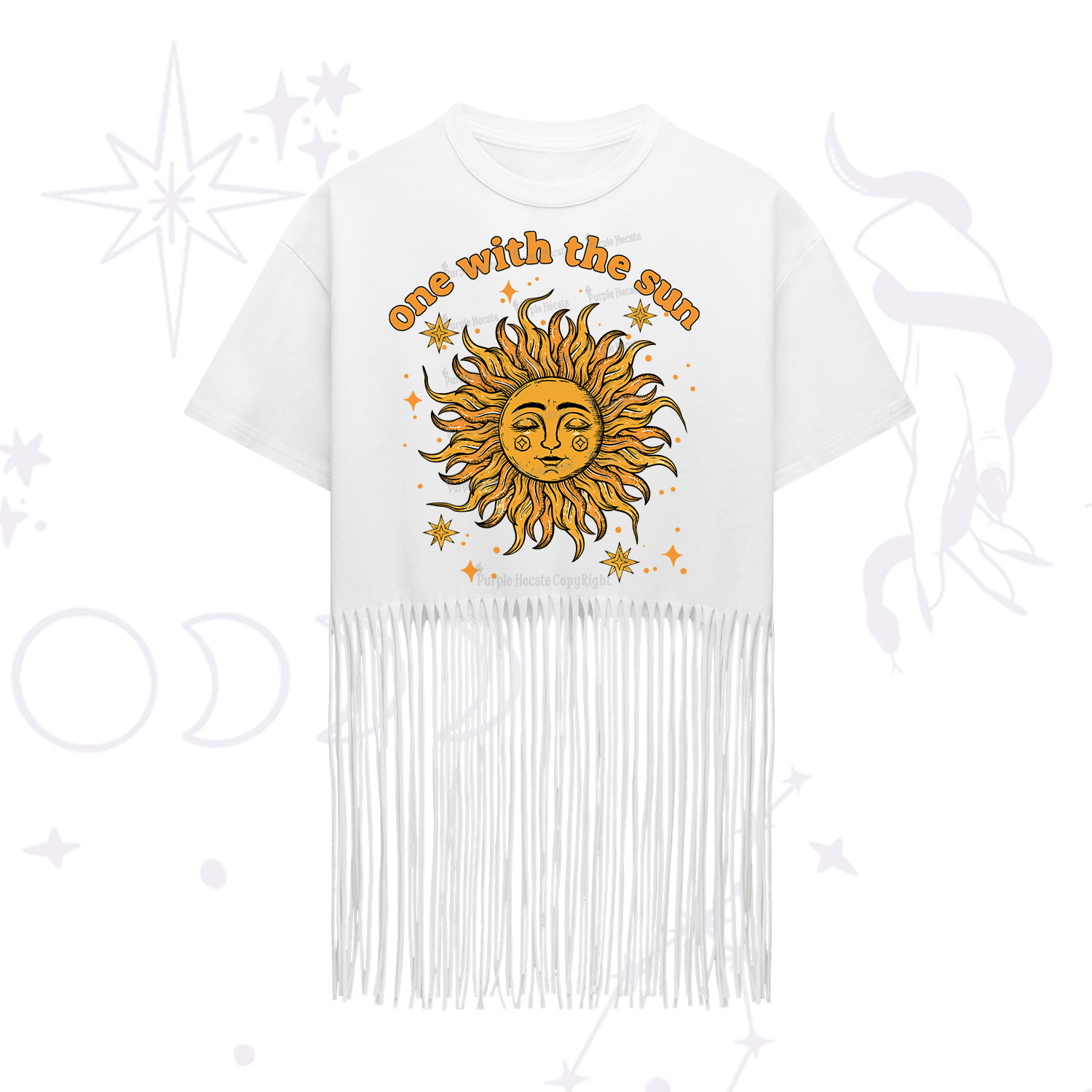 Purplehecate One With The Sun Fringe Hem T-Shirt