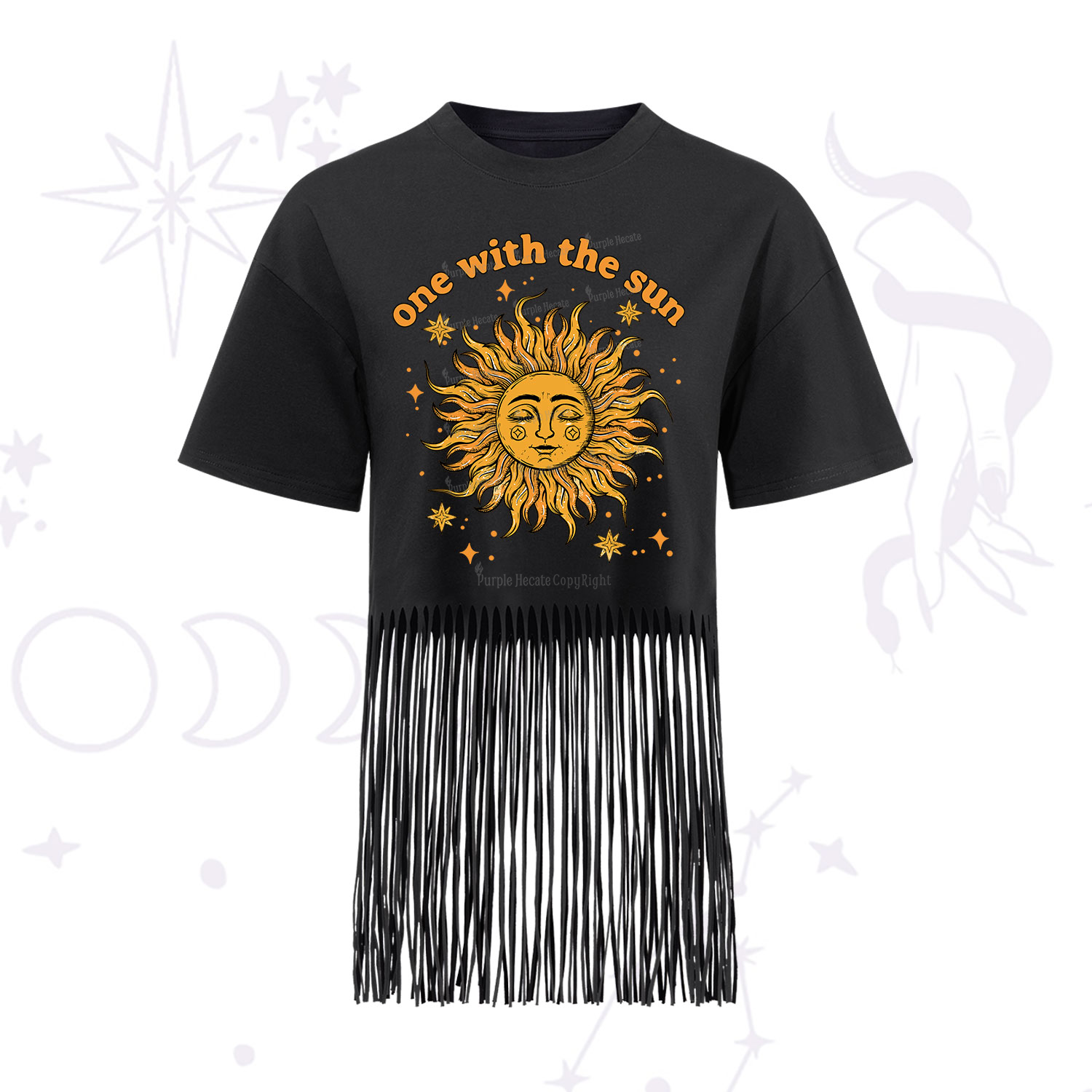 Purplehecate One With The Sun Fringe Hem T-Shirt