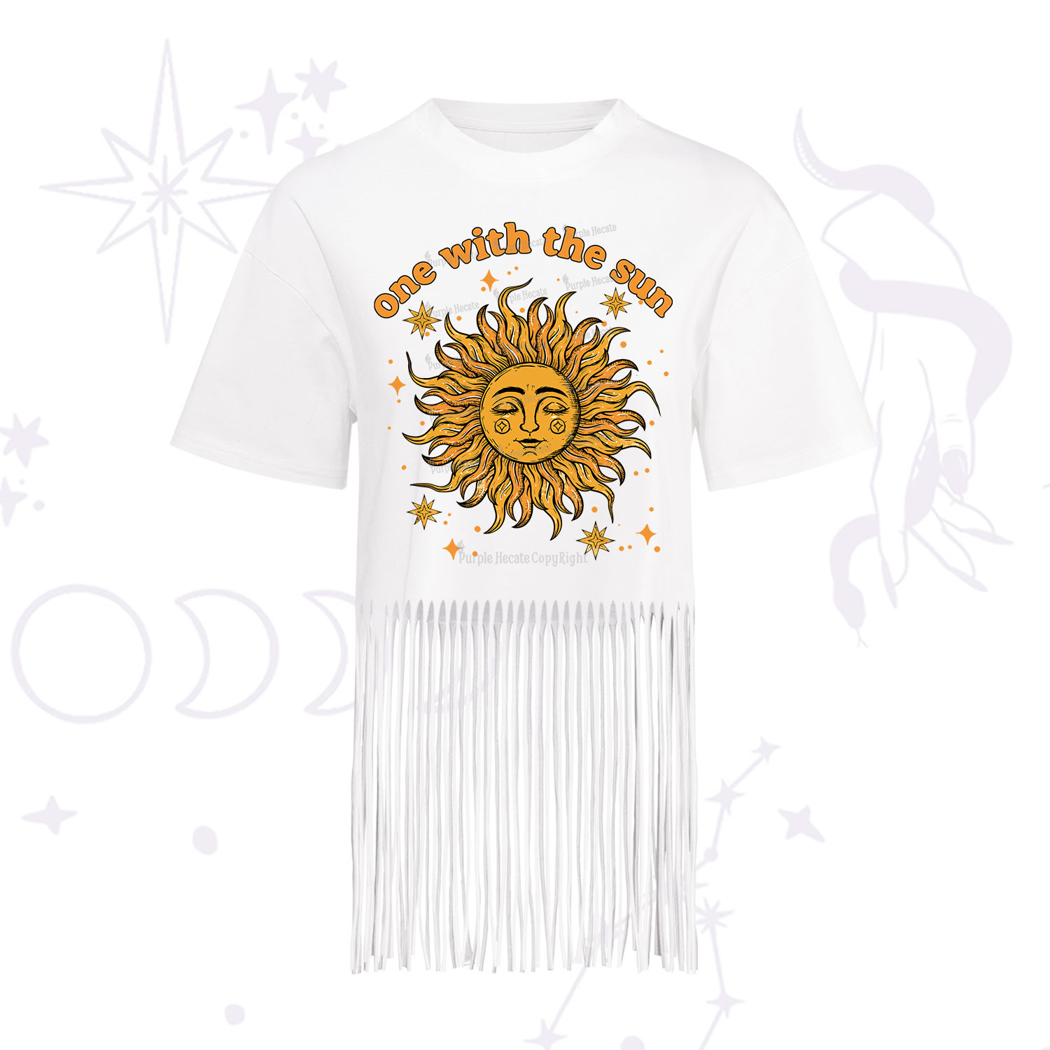 Purplehecate One With The Sun Fringe Hem T-Shirt