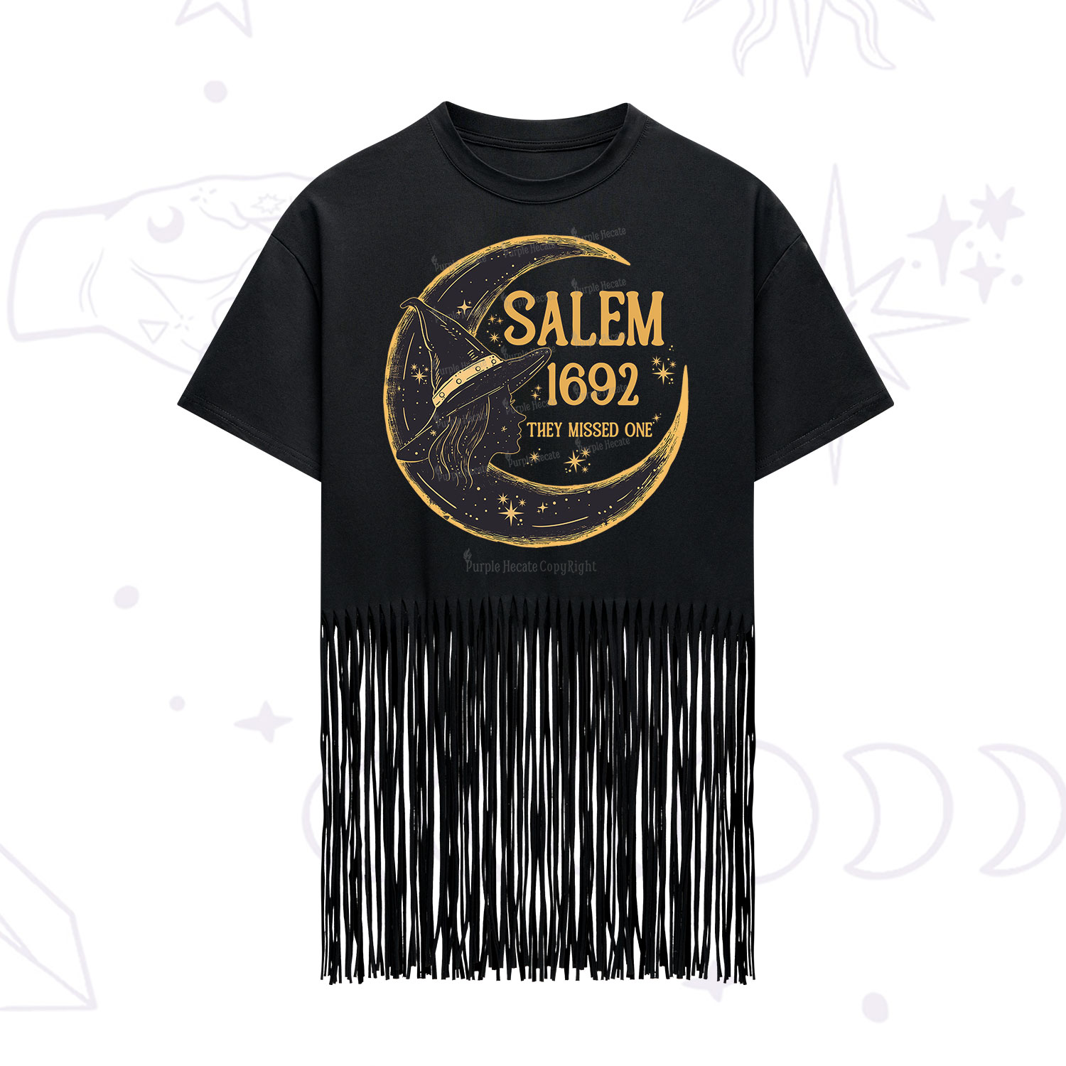 Purplehecate 1692 Salem Witch Fringe Hem T-Shirt