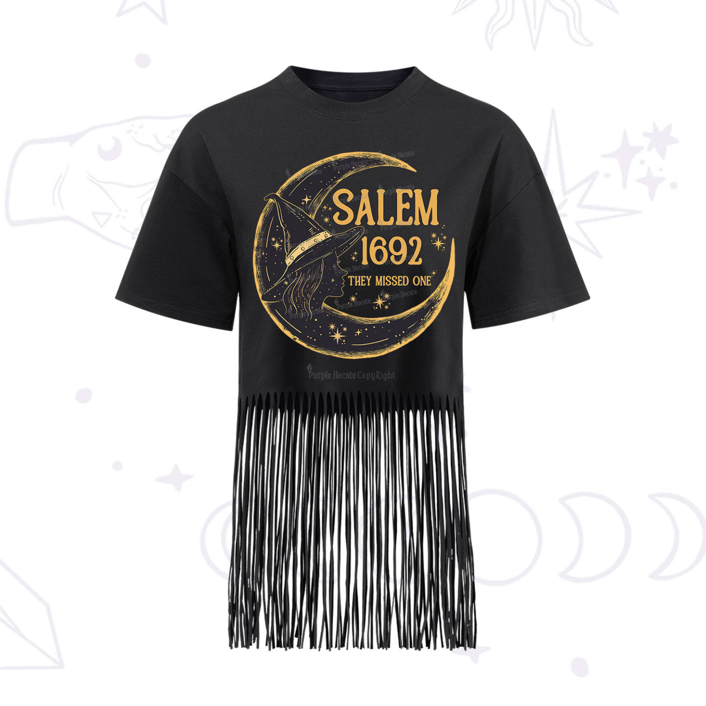 Purplehecate 1692 Salem Witch Fringe Hem T-Shirt