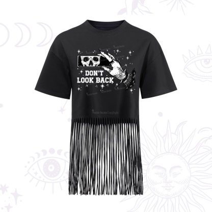 Purplehecate Don't Look Back Fringe Hem T-Shirt