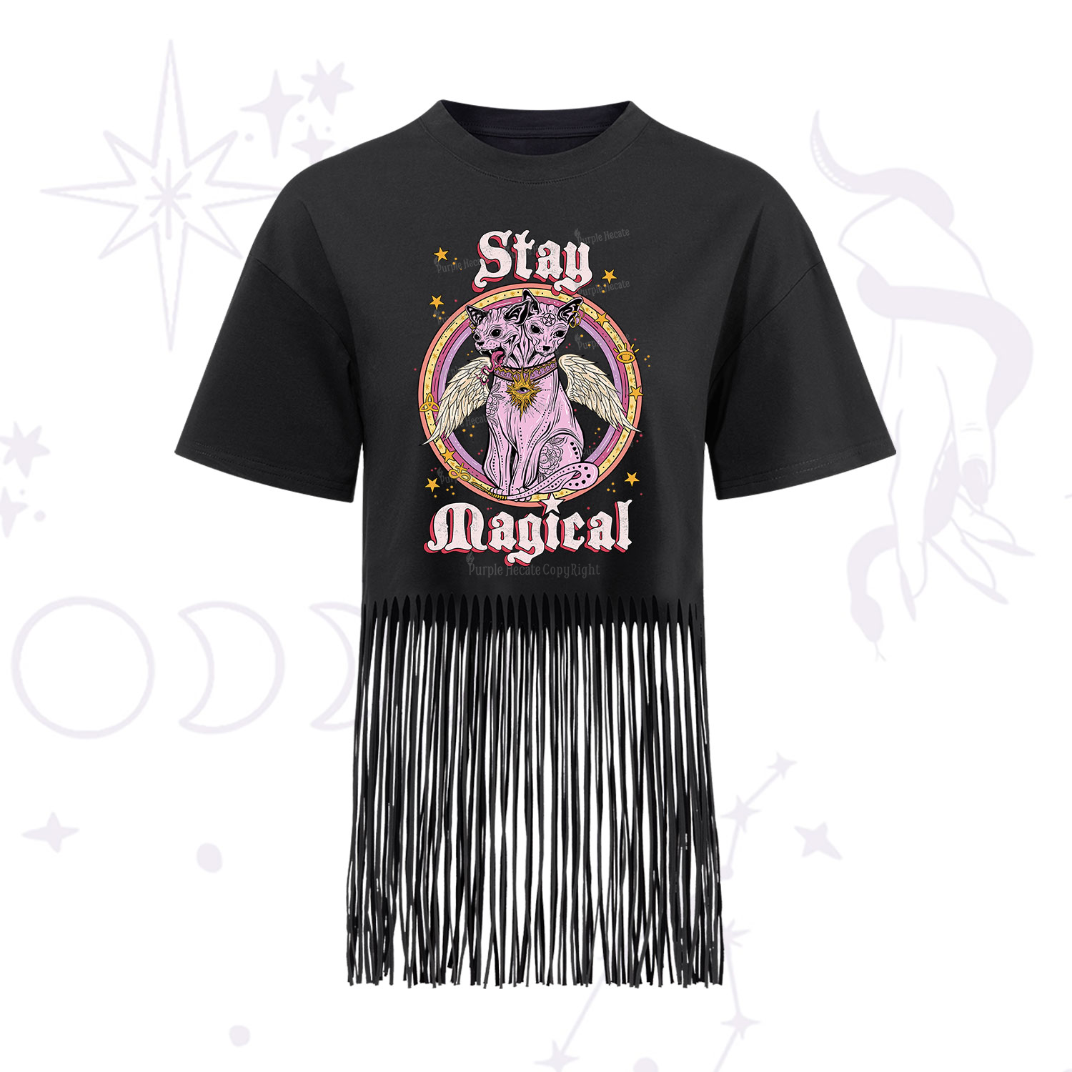 Purplehecate Stay Magical Fringe Hem T-Shirt