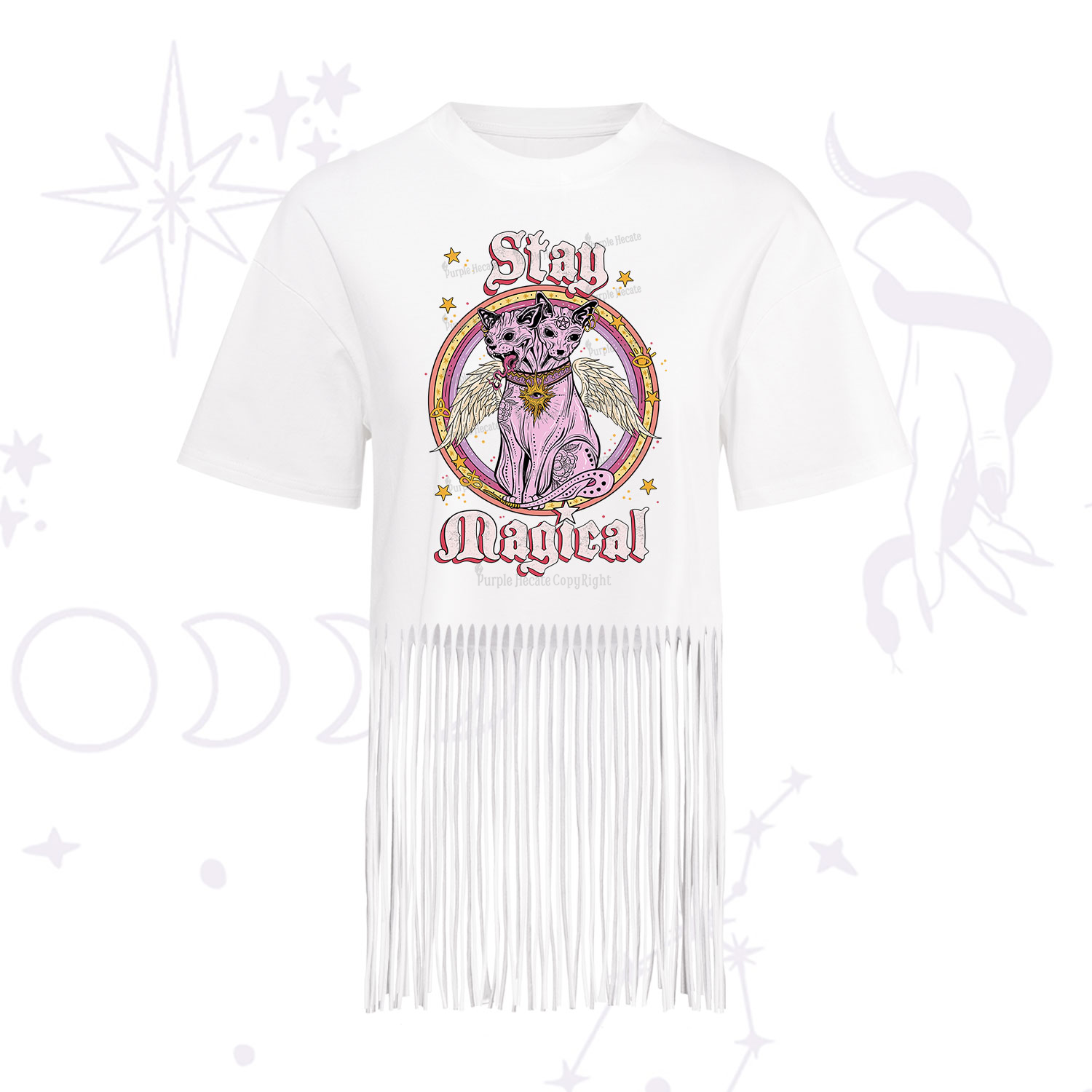Purplehecate Stay Magical Fringe Hem T-Shirt