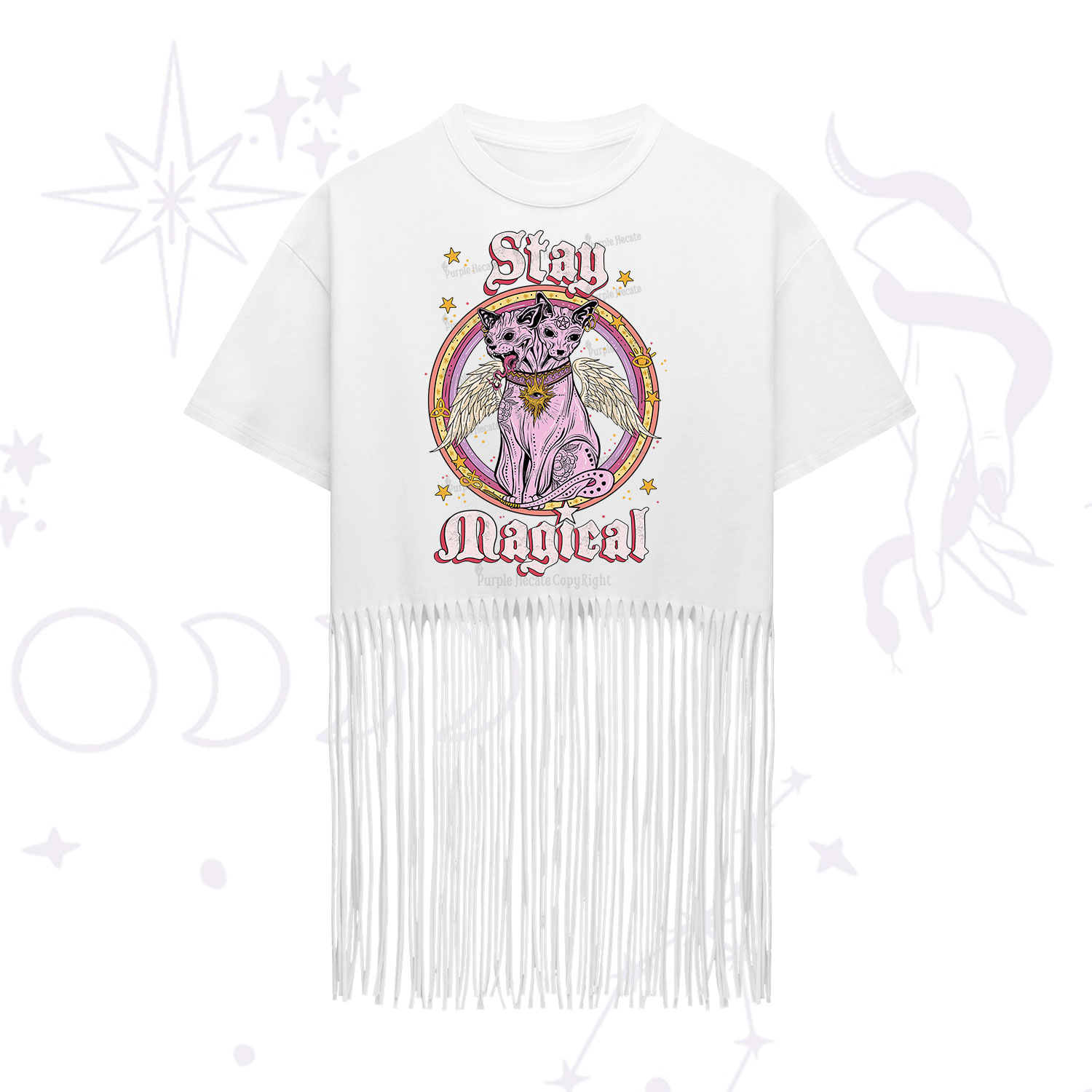 Purplehecate Stay Magical Fringe Hem T-Shirt