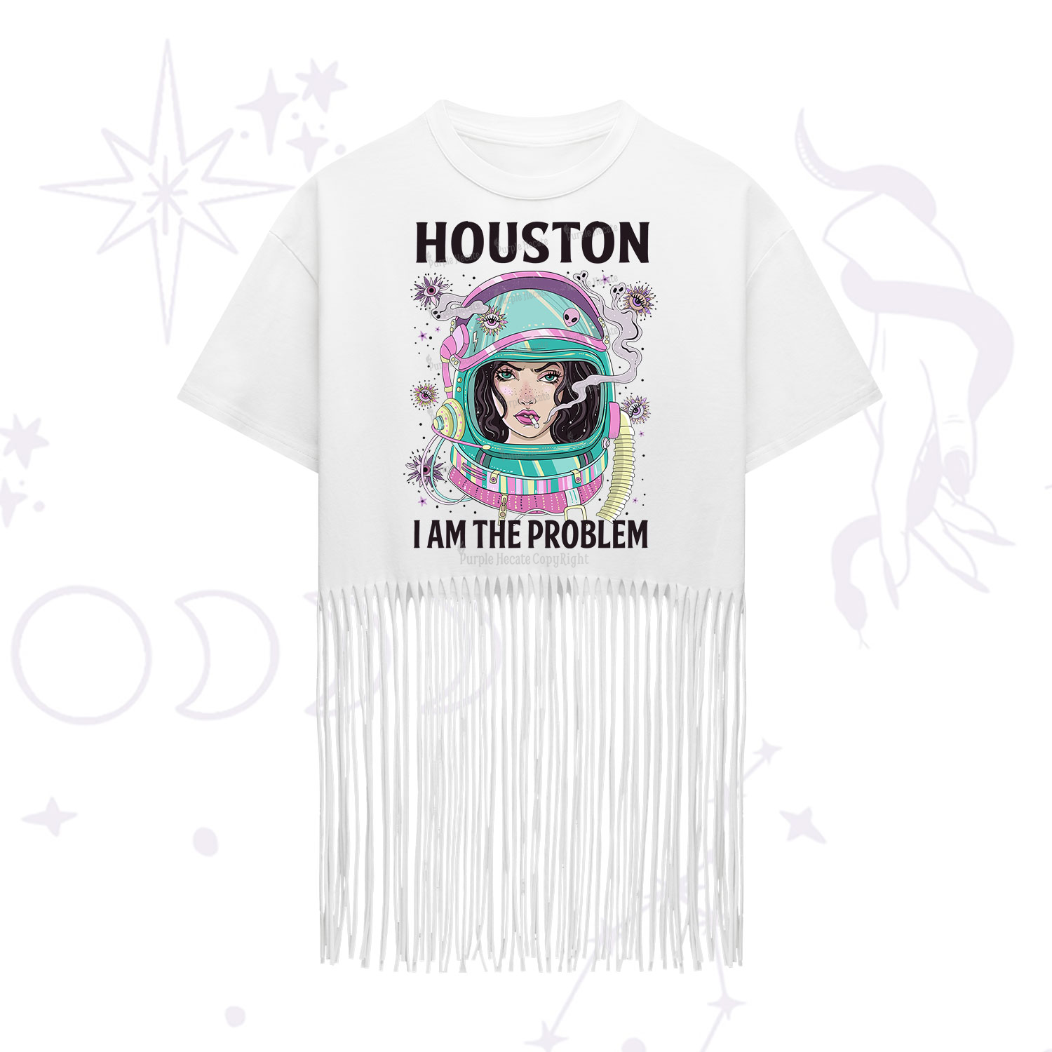 Purplehecate Houston I am the problem Fringe Hem T-Shirt