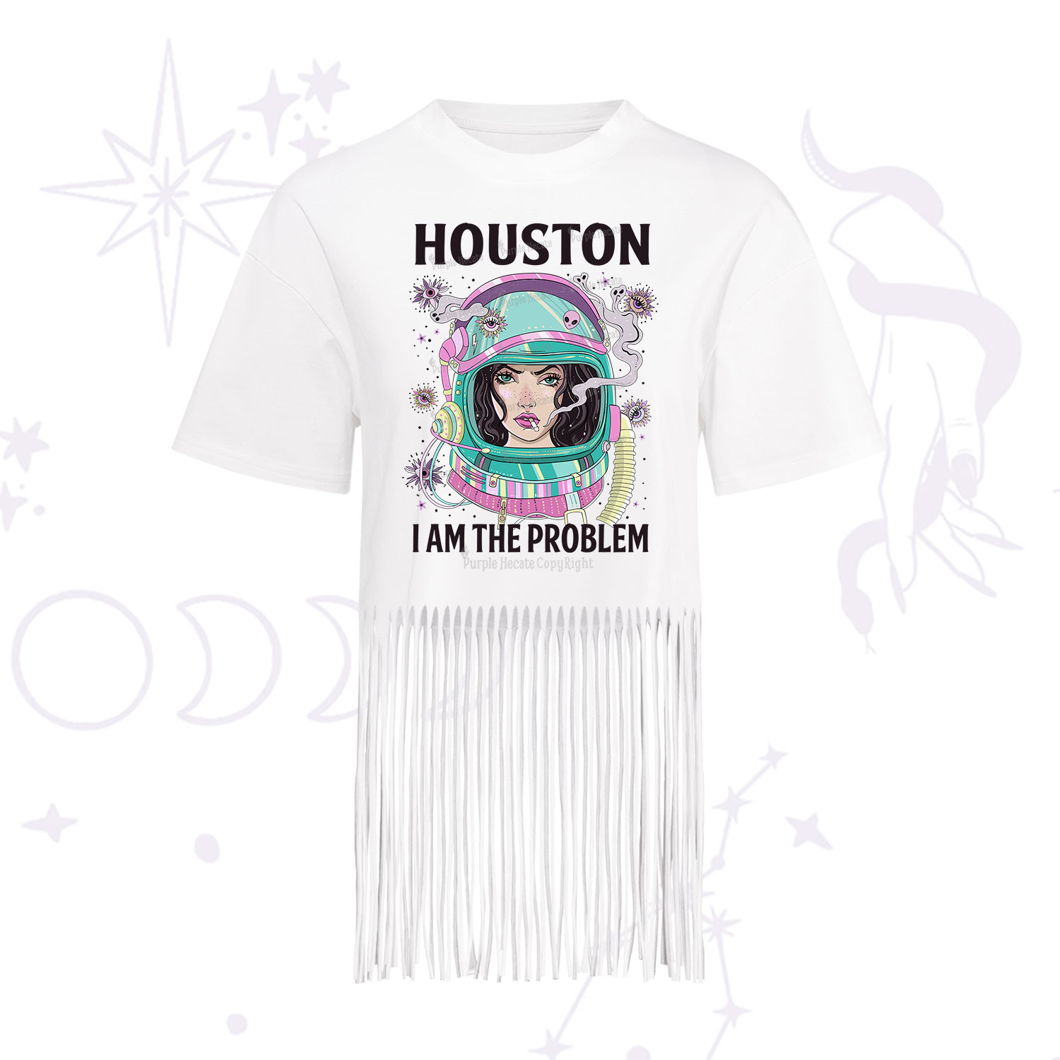 Purplehecate Houston I am the problem Fringe Hem T-Shirt