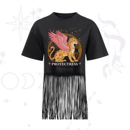 Purplehecate Celestial Protectress Fringe Hem T-Shirt