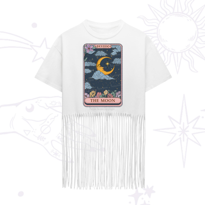 Purplehecate The Moon Tarot Card Fringe Hem T-Shirt