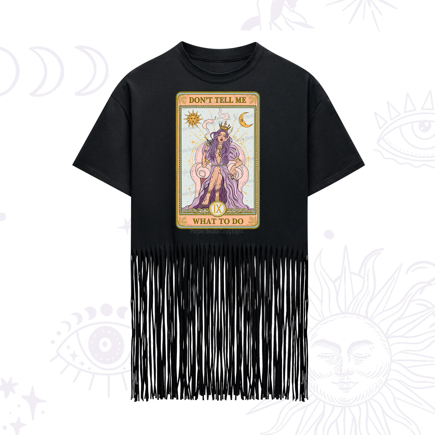 Purplehecate The Don't Tell Me What To Do Oracle Card Fringe Hem T-Shirt