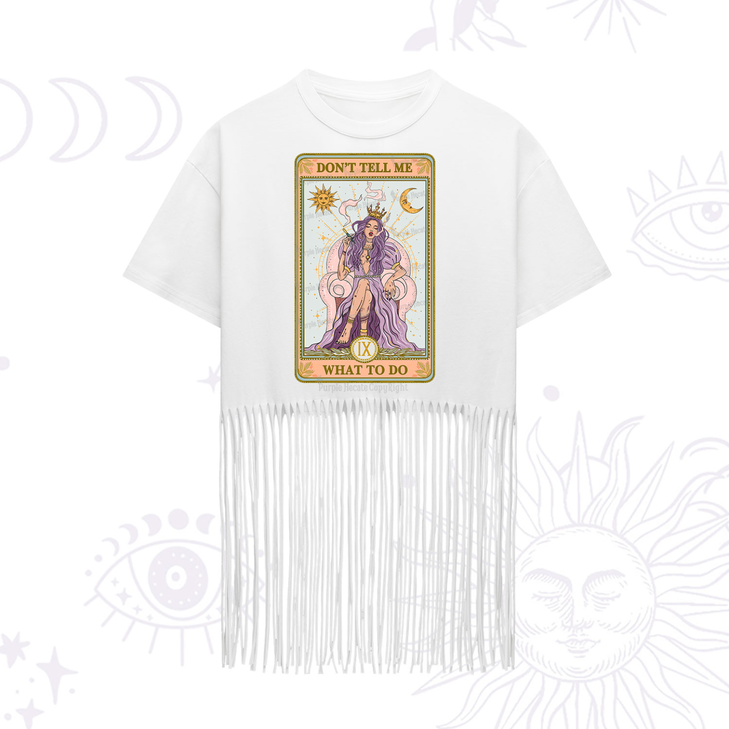 Purplehecate The Don't Tell Me What To Do Oracle Card Fringe Hem T-Shirt