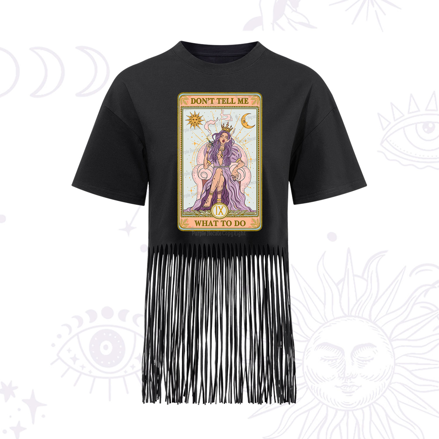 Purplehecate The Don't Tell Me What To Do Oracle Card Fringe Hem T-Shirt