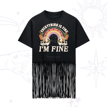 Purplehecate Everything Is Fine Fringe Hem T-Shirt
