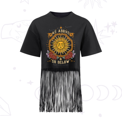 Purplehecate As Above So Below Fringe Hem T-Shirt