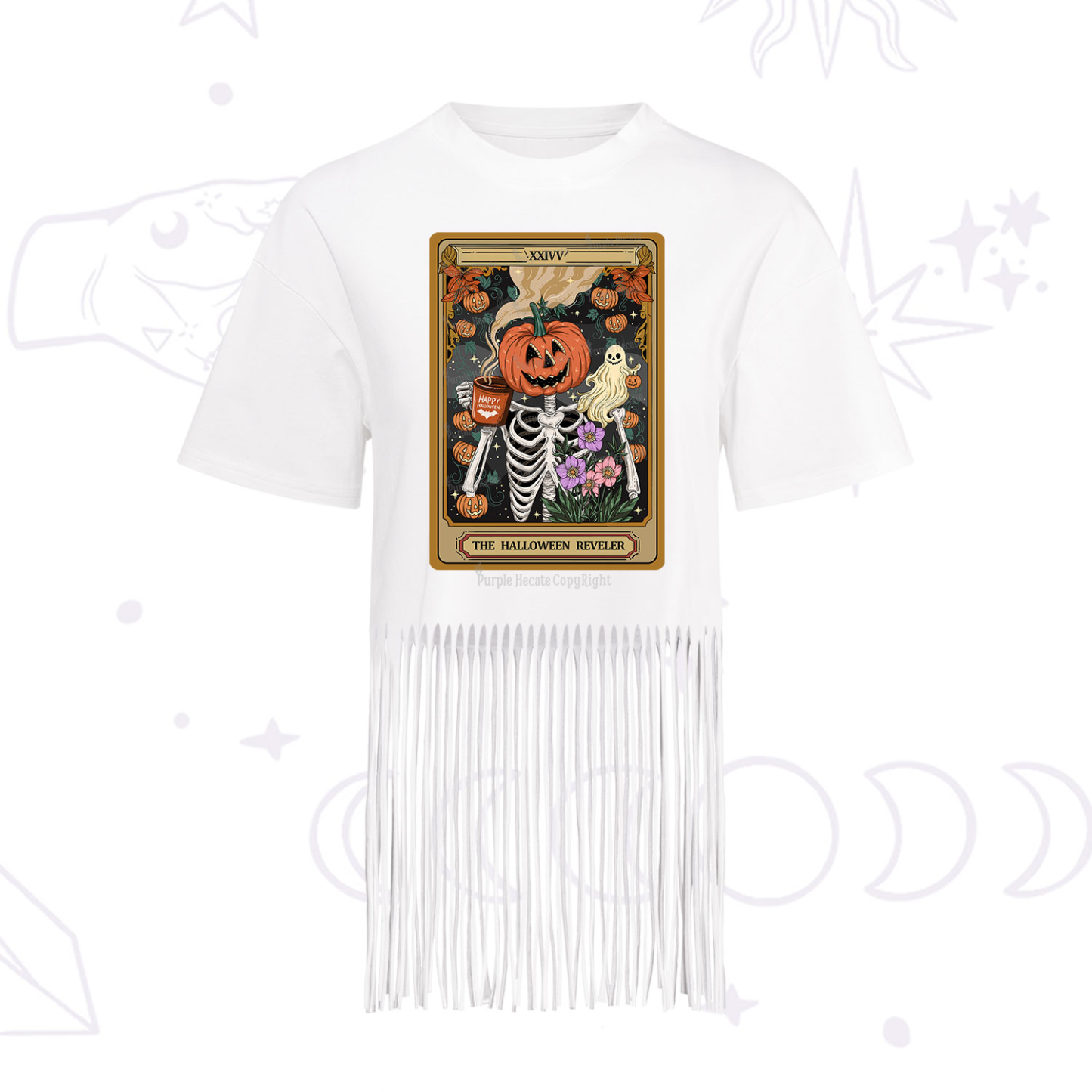 Purplehecate The Halloween Reveler Tarot Fringe Hem T-Shirt