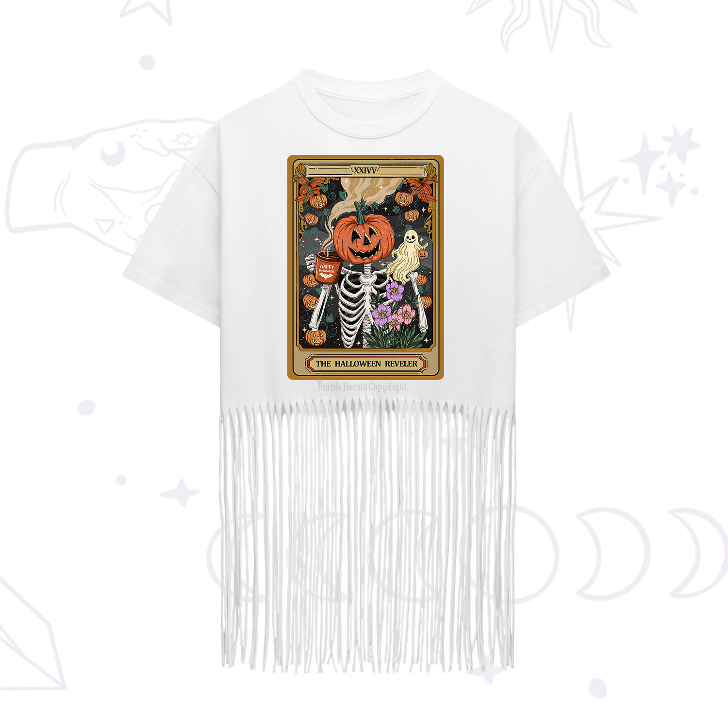 Purplehecate The Halloween Reveler Tarot Fringe Hem T-Shirt