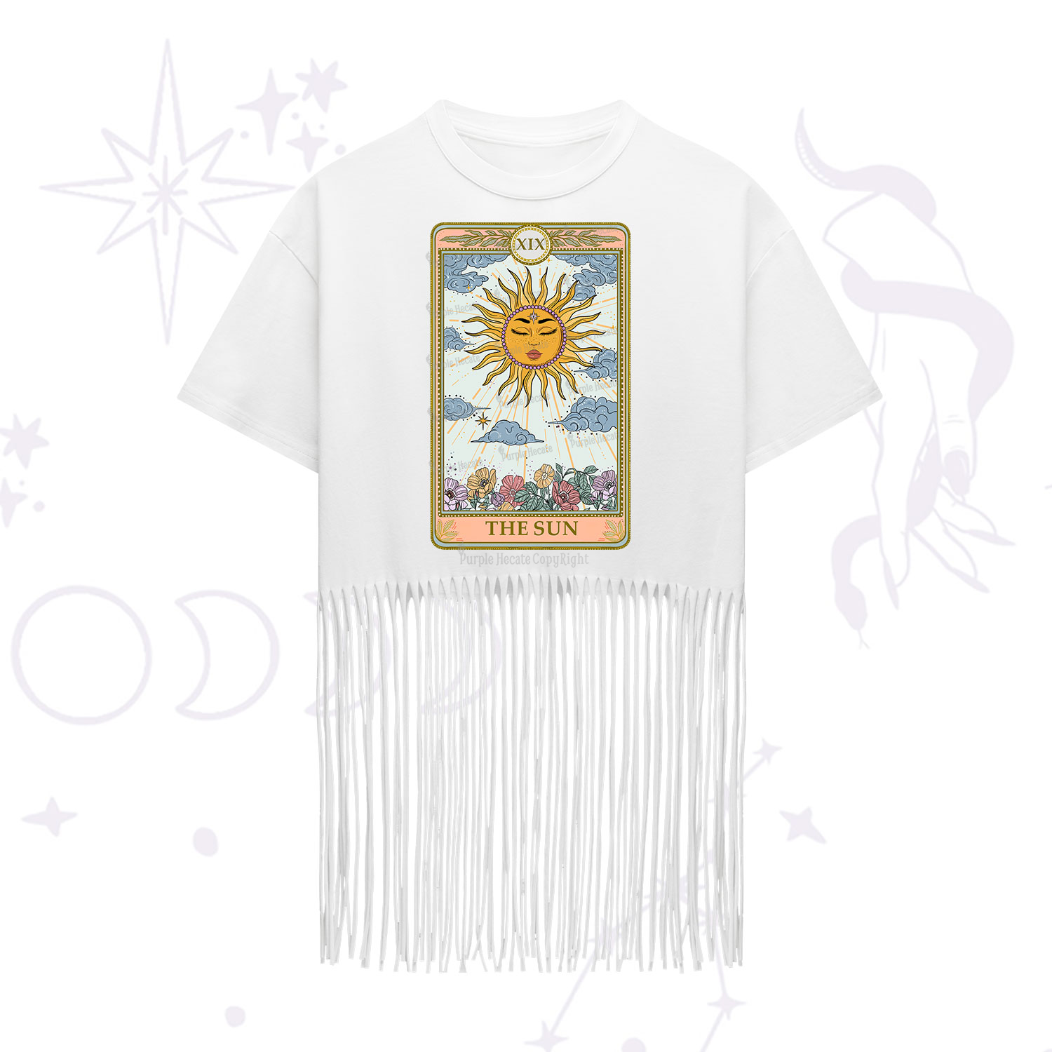 Purplehecate The Sun Tarot Fringe Hem T-Shirt