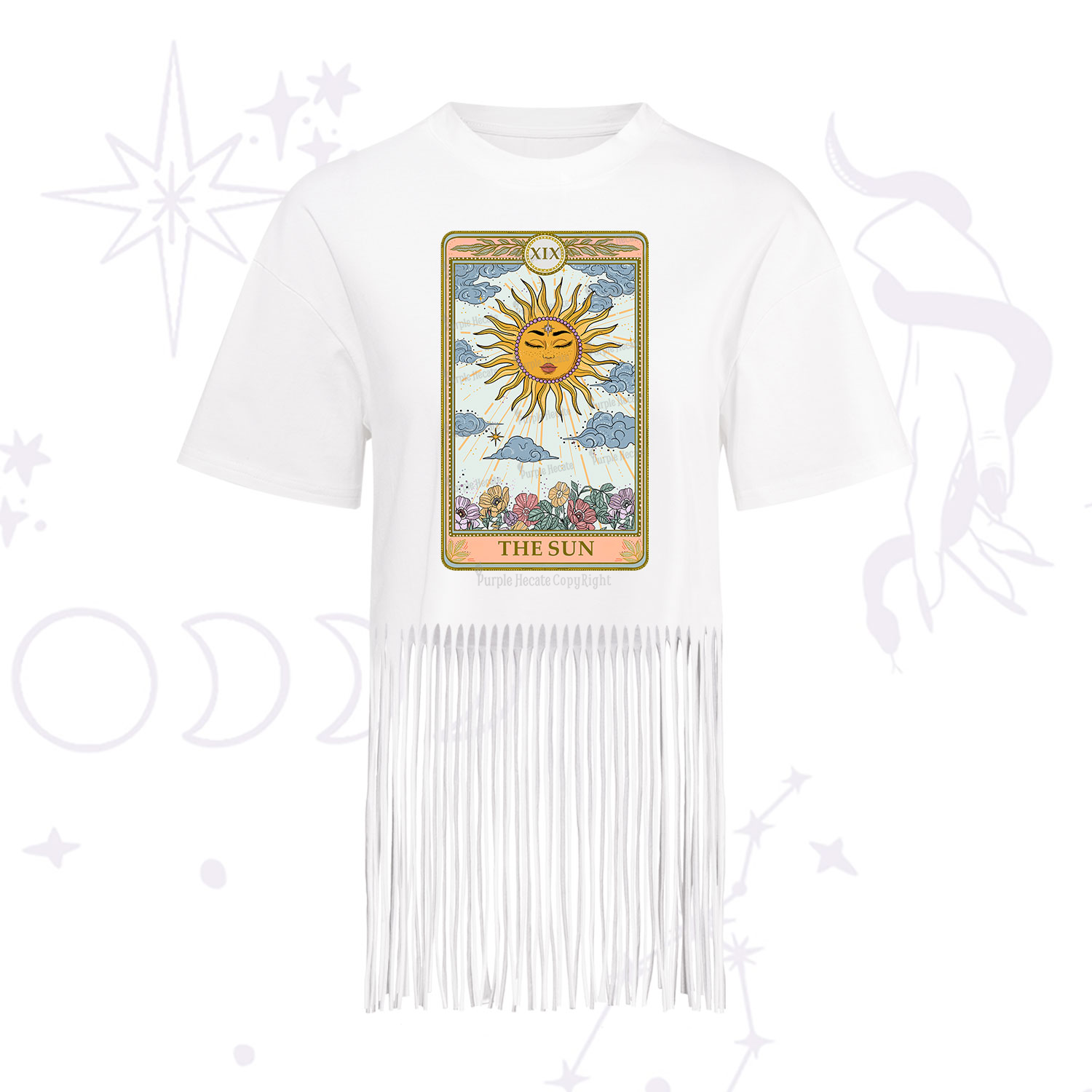 Purplehecate The Sun Tarot Fringe Hem T-Shirt