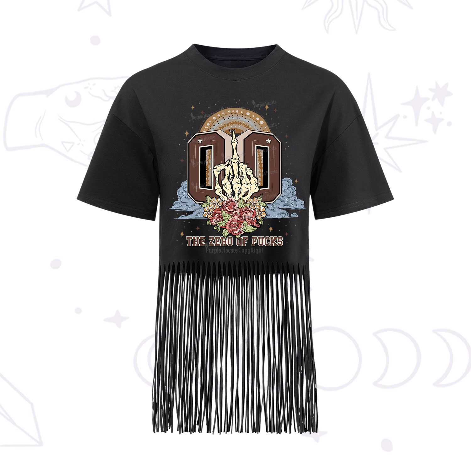 Purplehecate The Zero of Fucks No Apologies Fringe Hem T-Shirt