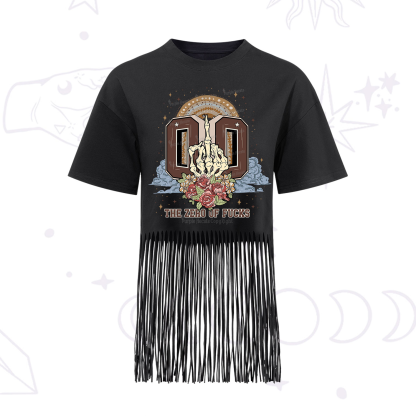 Purplehecate The Zero of Fucks No Apologies Fringe Hem T-Shirt