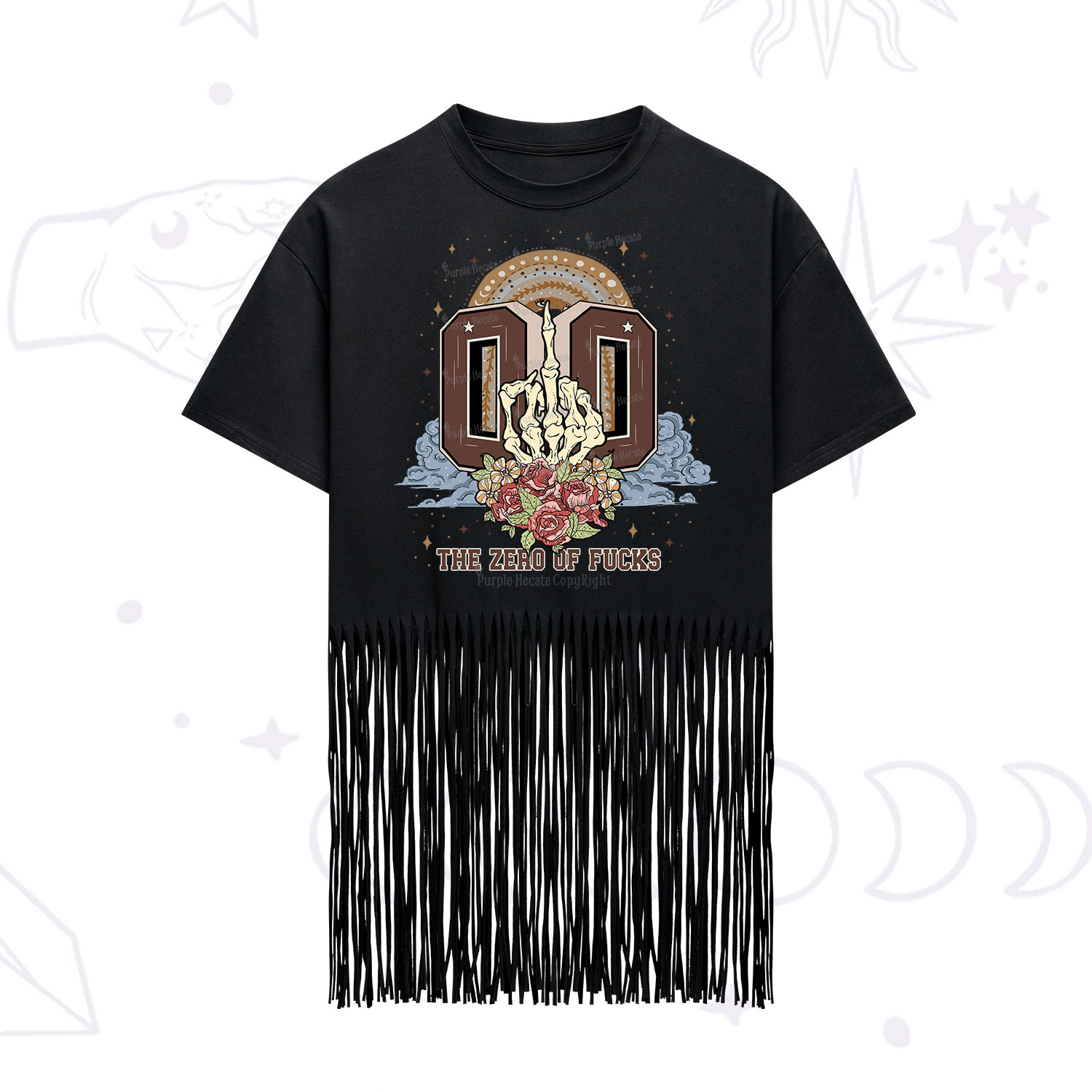 Purplehecate The Zero of Fucks No Apologies Fringe Hem T-Shirt